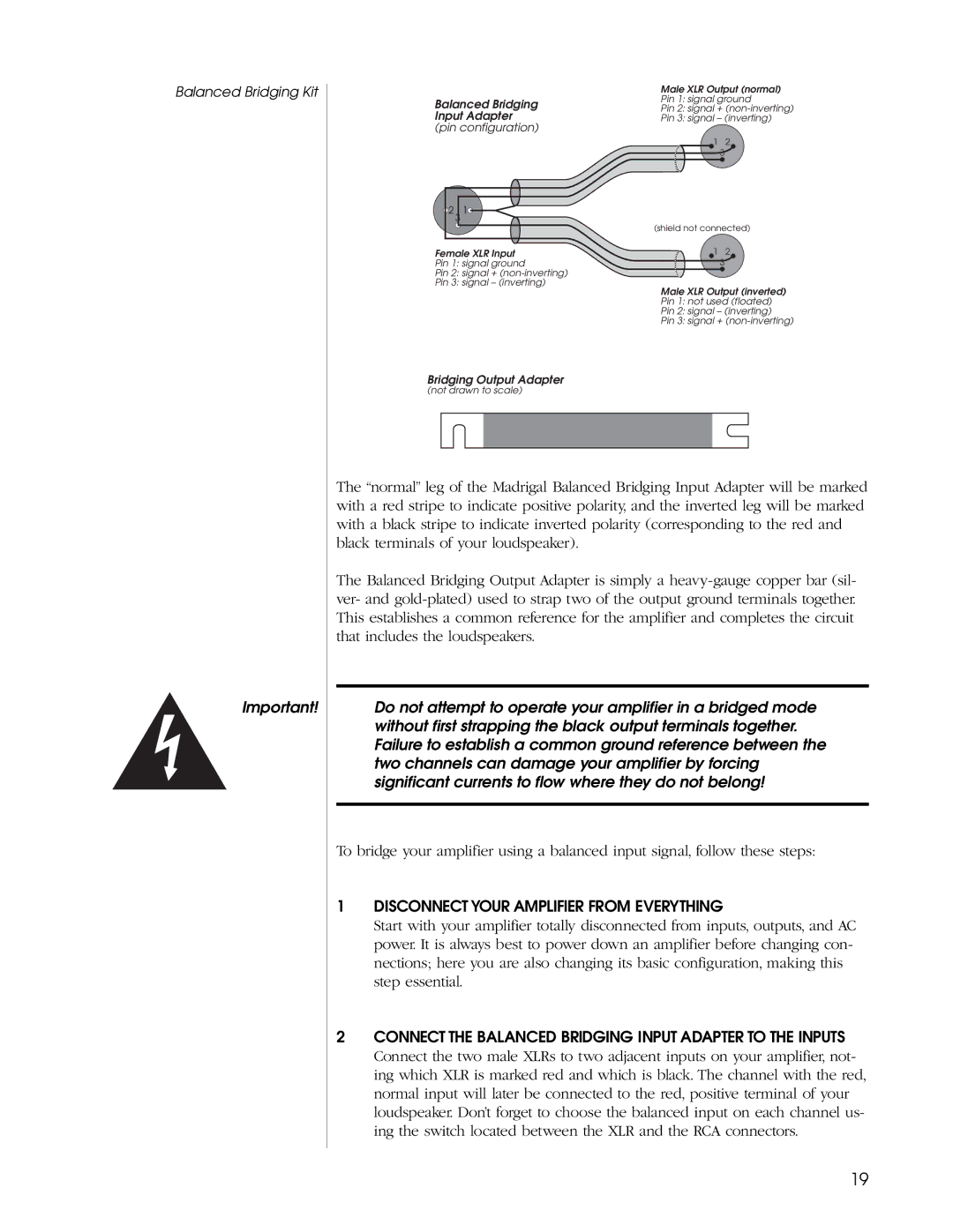 Madrigal Imaging Five Channel Amplifier manual Disconnect Your Amplifier from Everything 