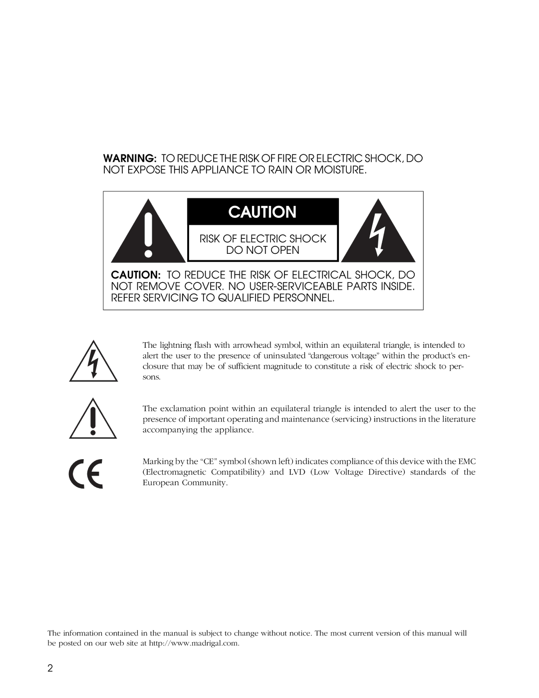 Madrigal Imaging Five Channel Amplifier manual 