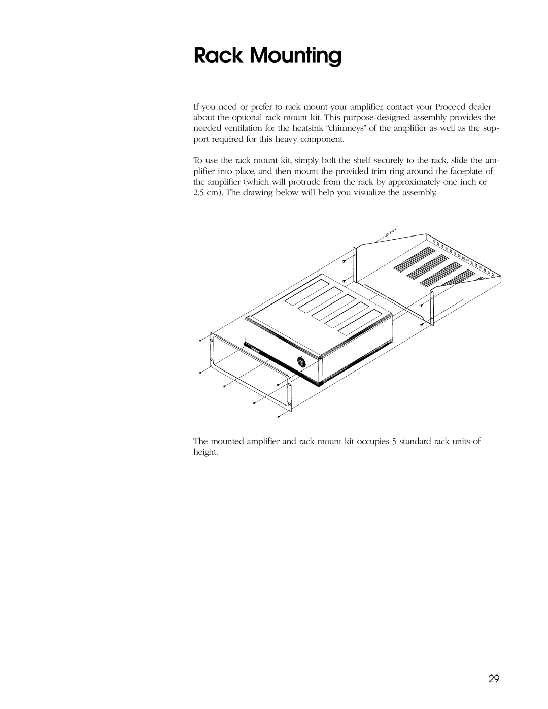 Madrigal Imaging Five Channel Amplifier manual Rack Mounting 