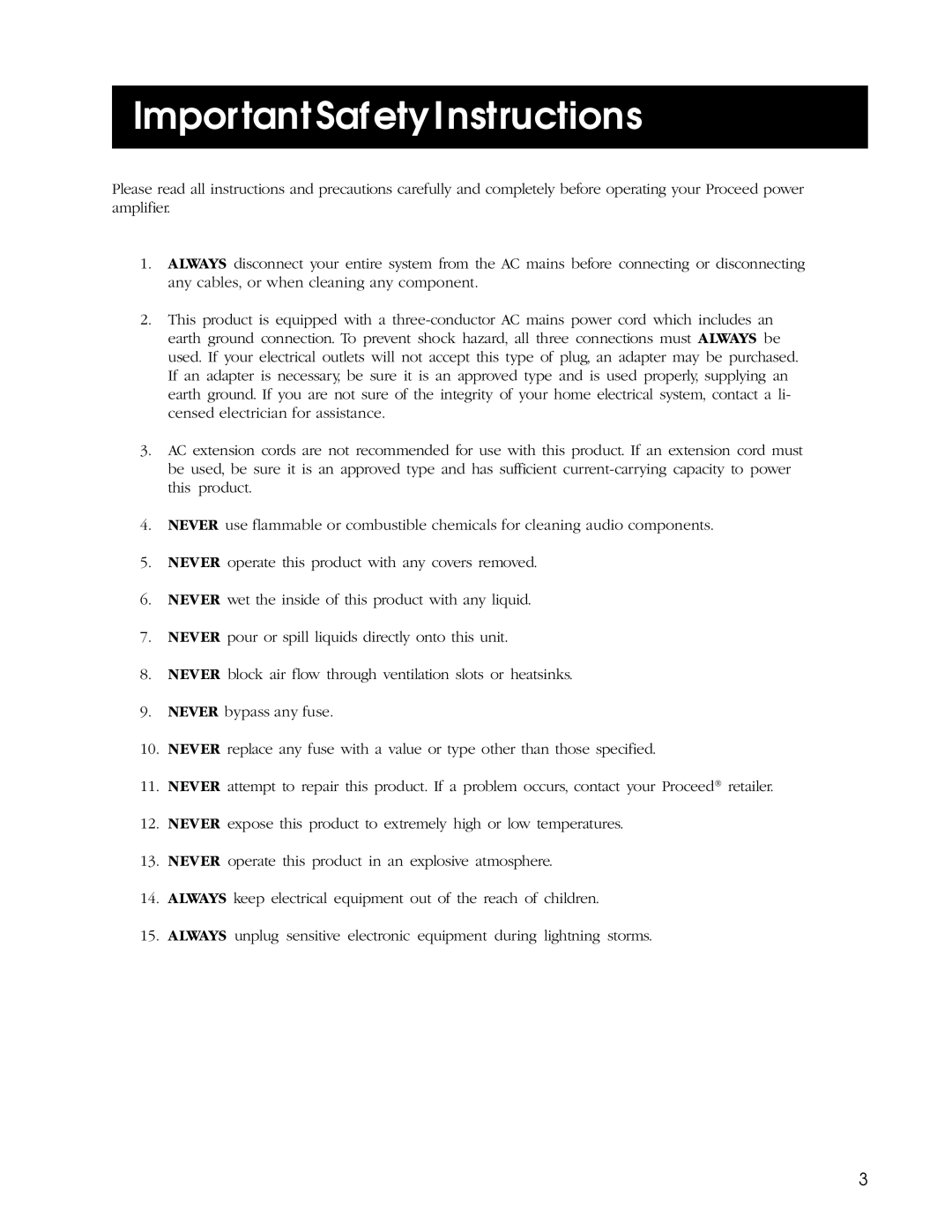 Madrigal Imaging Five Channel Amplifier manual ImportantSafetyInstructions 