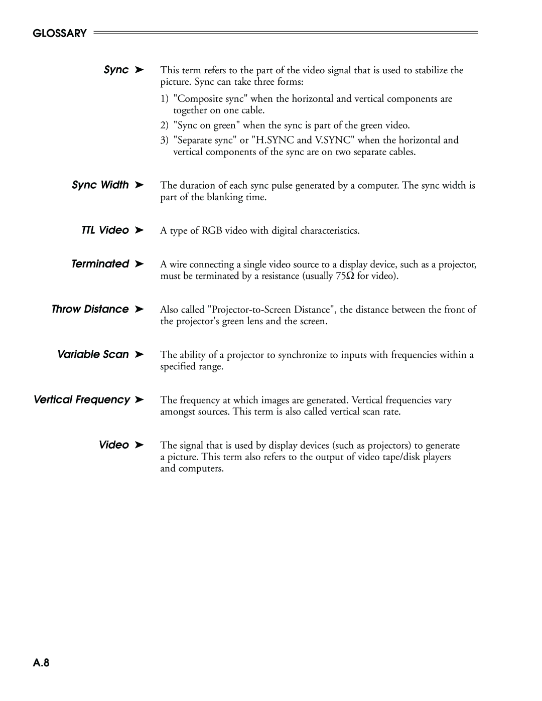 Madrigal Imaging MP-8, MP-9 manual Glossary 