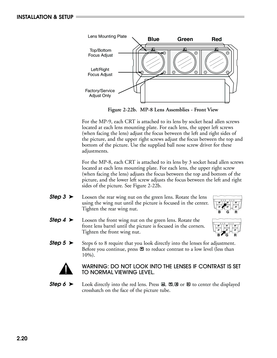 Madrigal Imaging MP-8, MP-9 manual 22b. MP-8 Lens Assemblies Front View 