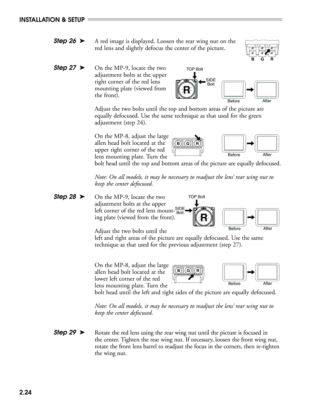 Madrigal Imaging MP-8, MP-9 manual Keep the center defocused 