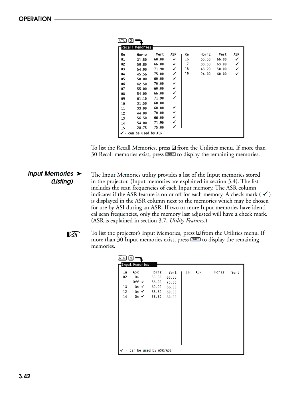 Madrigal Imaging MP-8, MP-9 manual Input Memories 