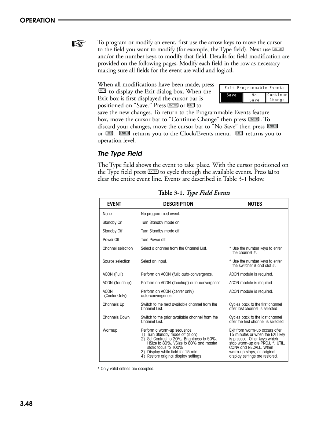 Madrigal Imaging MP-8, MP-9 manual Type Field Events 