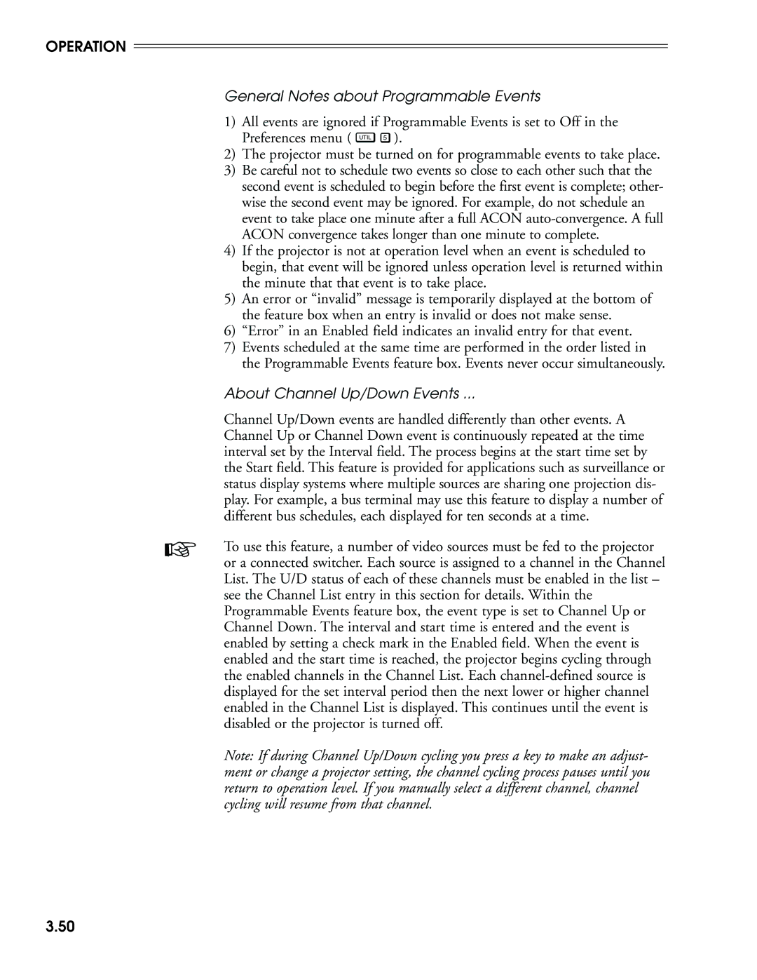 Madrigal Imaging MP-8, MP-9 manual General Notes about Programmable Events, About Channel Up/Down Events 