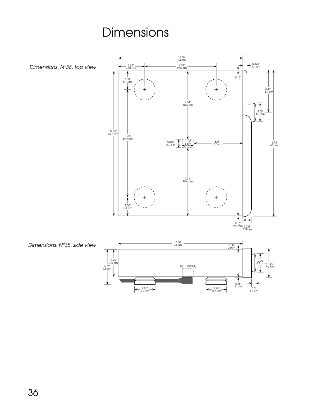 Madrigal Imaging N38 manual Dimensions 