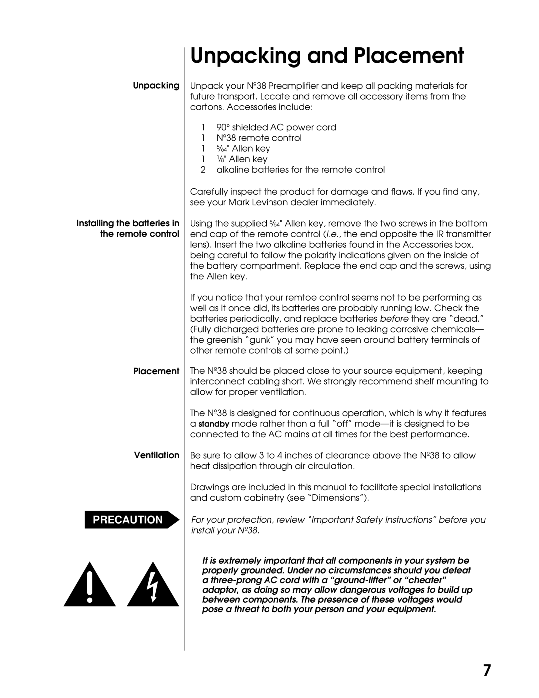 Madrigal Imaging N38 manual Unpacking and Placement 