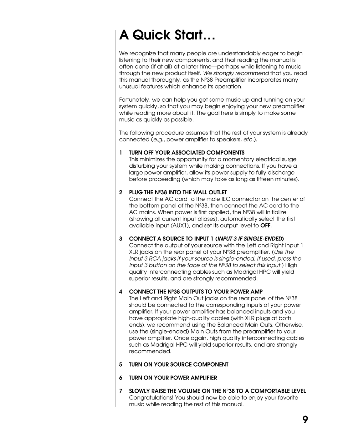 Madrigal Imaging N38 manual Quick Start…, Turn OFF Your Associated Components 