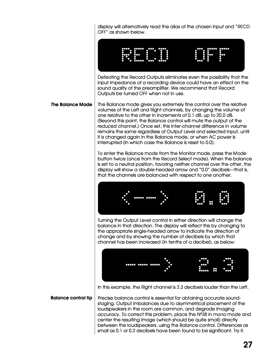 Madrigal Imaging N38 manual The Balance Mode Balance control tip 