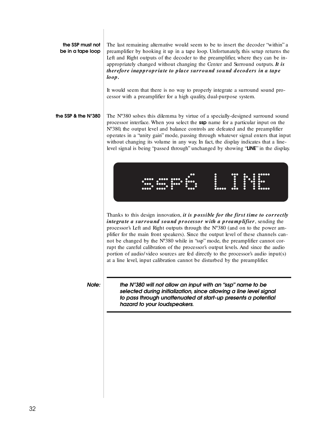 Madrigal Imaging N380 manual SSP must not be in a tape loop 