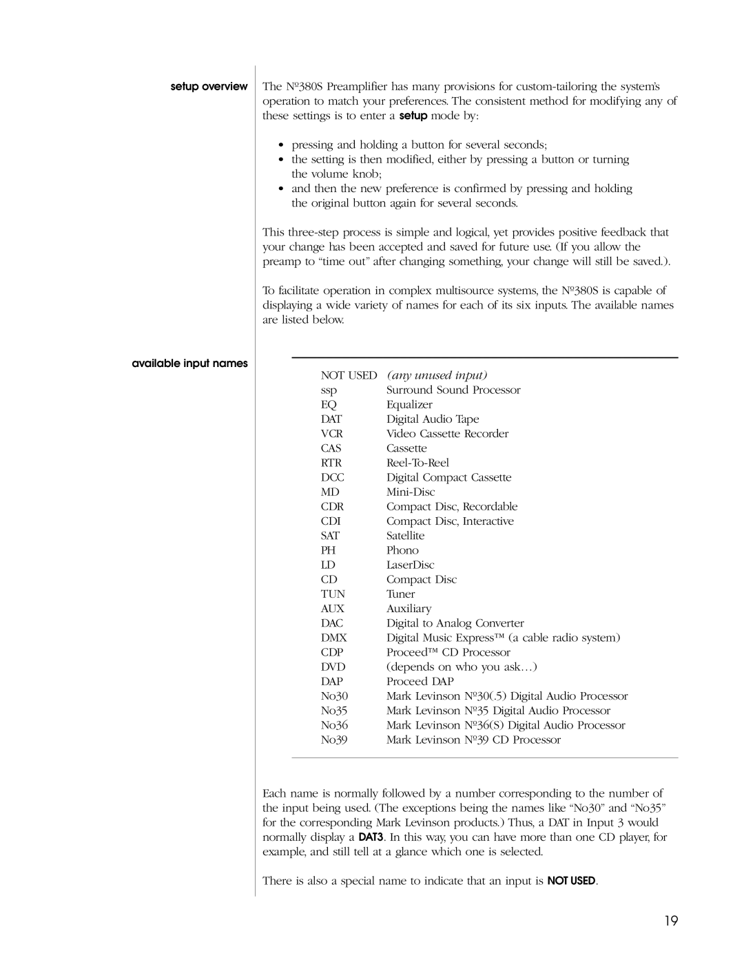 Madrigal Imaging N380S owner manual Not Used any unused input 