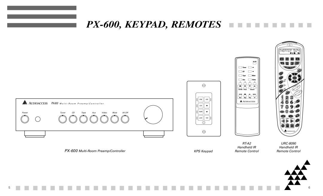 Madrigal Imaging PX-600, KEYPAD, REMOTES, RT-A2, URC-8090, PX-600 Multi-Room Preamp/Controller, Handheld IR, KPS Keypad 