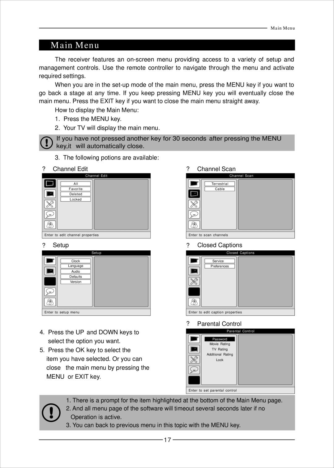 Mag Digital CCB7707 manual Main Menu 