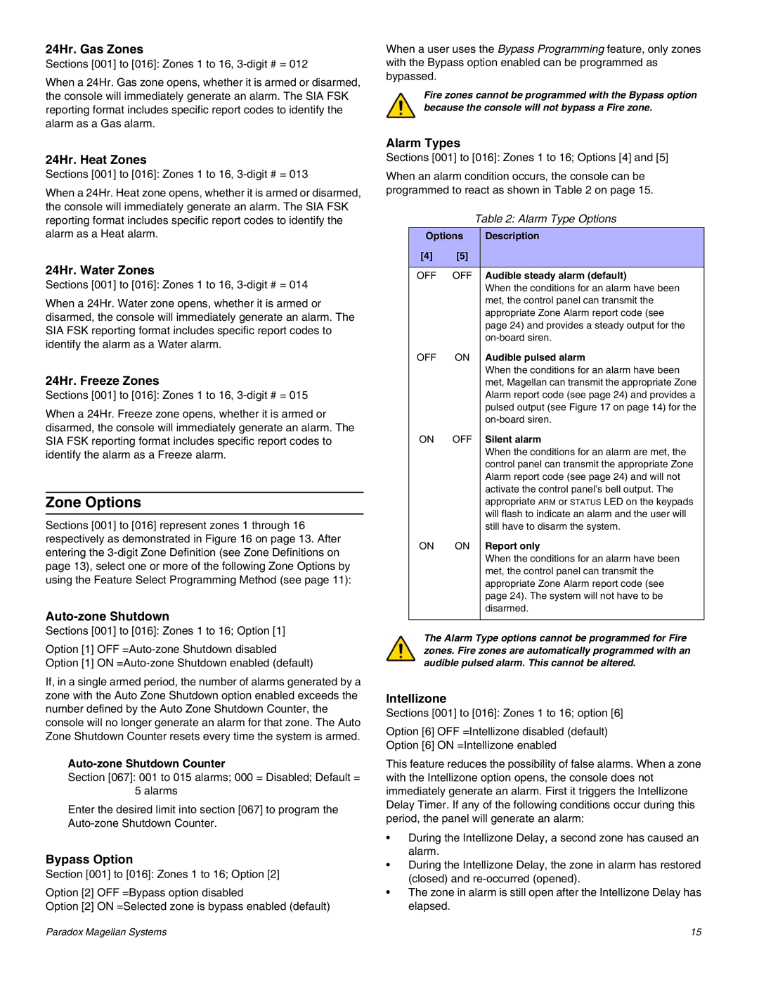 Magellan MG-6060 installation manual Zone Options 