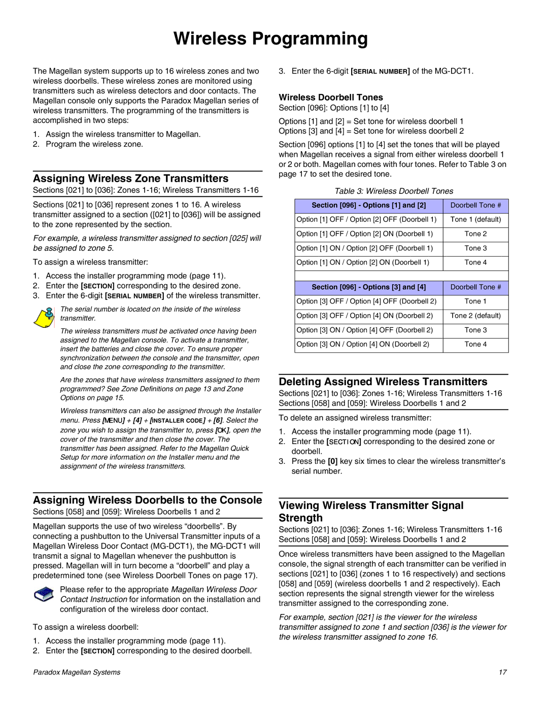 Magellan MG-6060 Wireless Programming, Assigning Wireless Zone Transmitters, Deleting Assigned Wireless Transmitters 