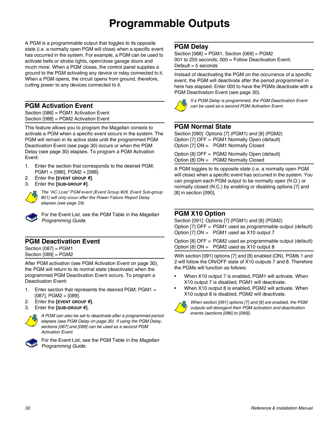 Magellan MG-6060 installation manual Programmable Outputs 