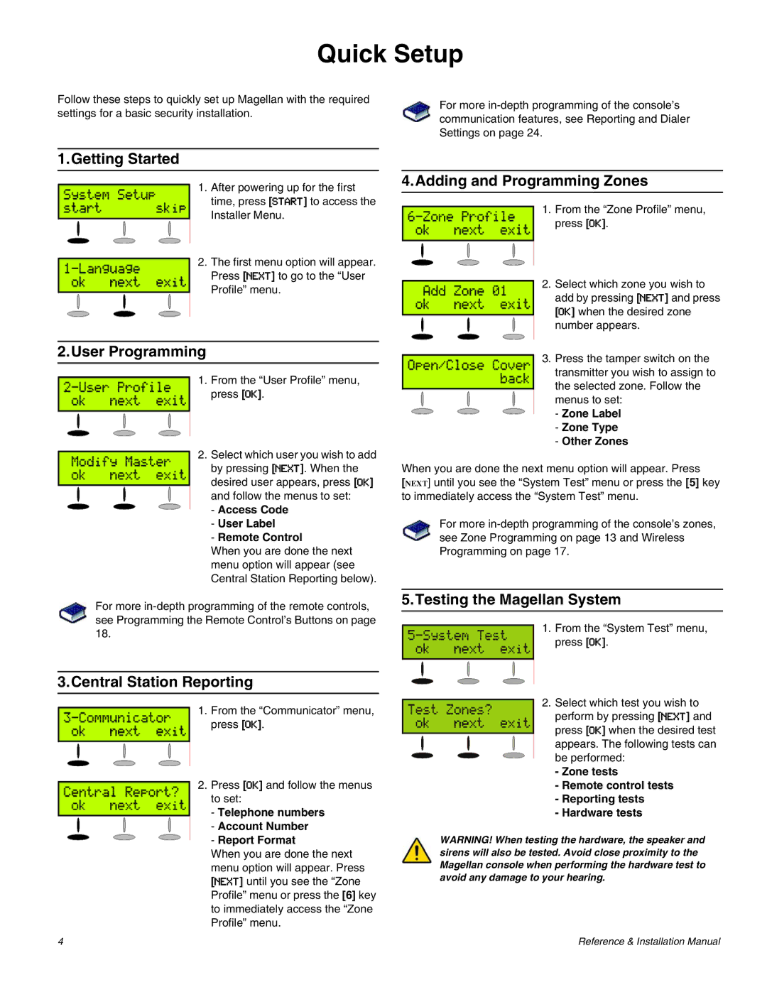 Magellan MG-6060 installation manual Quick Setup 