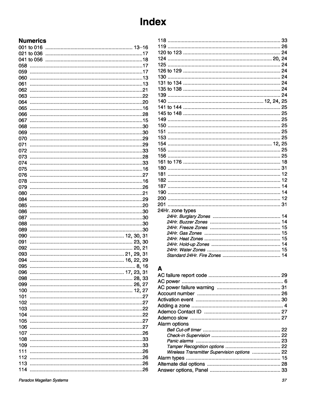 Magellan MG-6060 installation manual Index, Numerics 