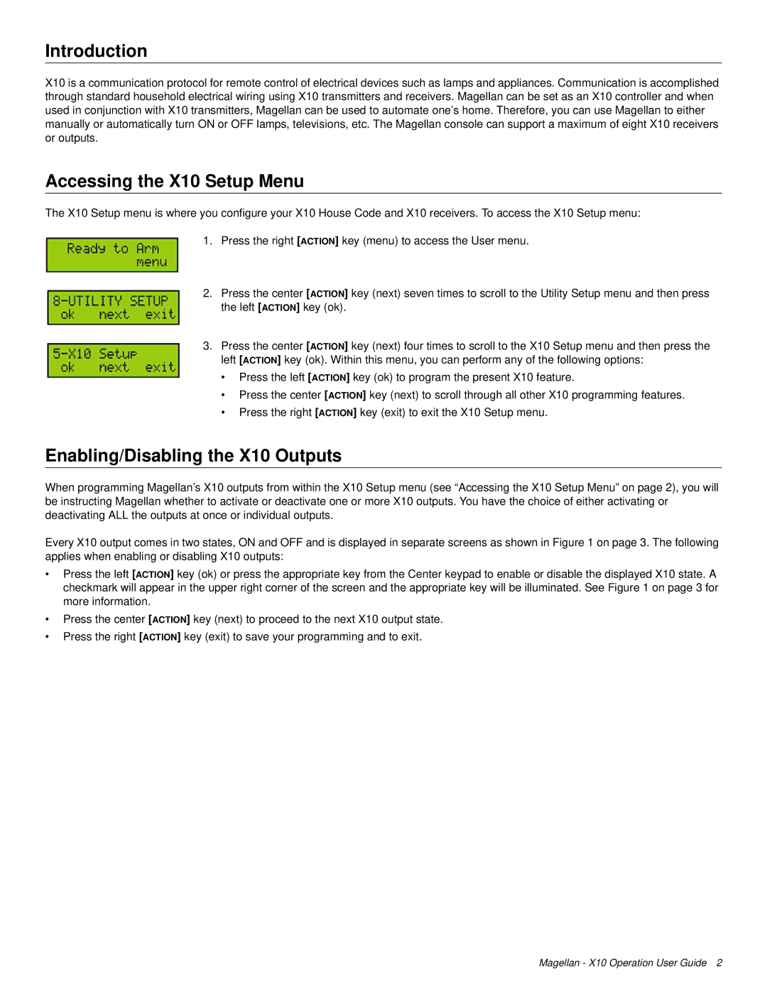 Magellan MG-6160 manual Introduction, Accessing the X10 Setup Menu, Enabling/Disabling the X10 Outputs 