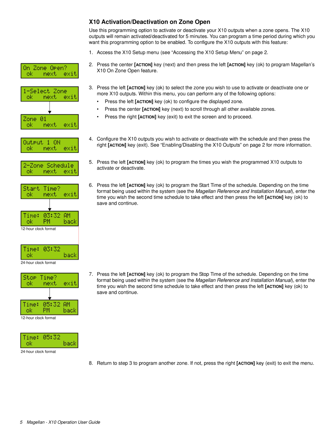 Magellan MG-6160 manual X10 Activation/Deactivation on Zone Open, Save and continue 