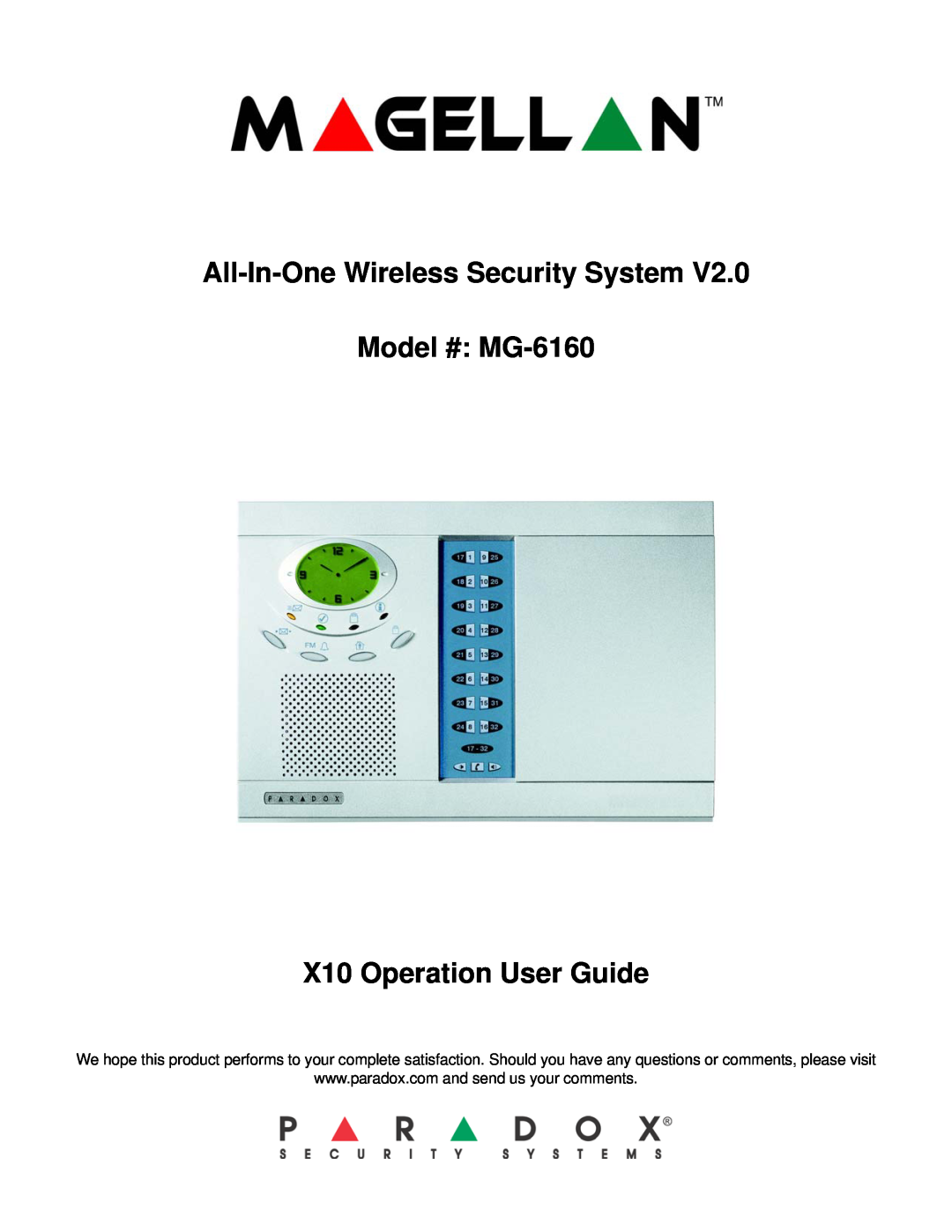 Magellan manual All-In-OneWireless Security System, Model # MG-6160 X10 Operation User Guide 