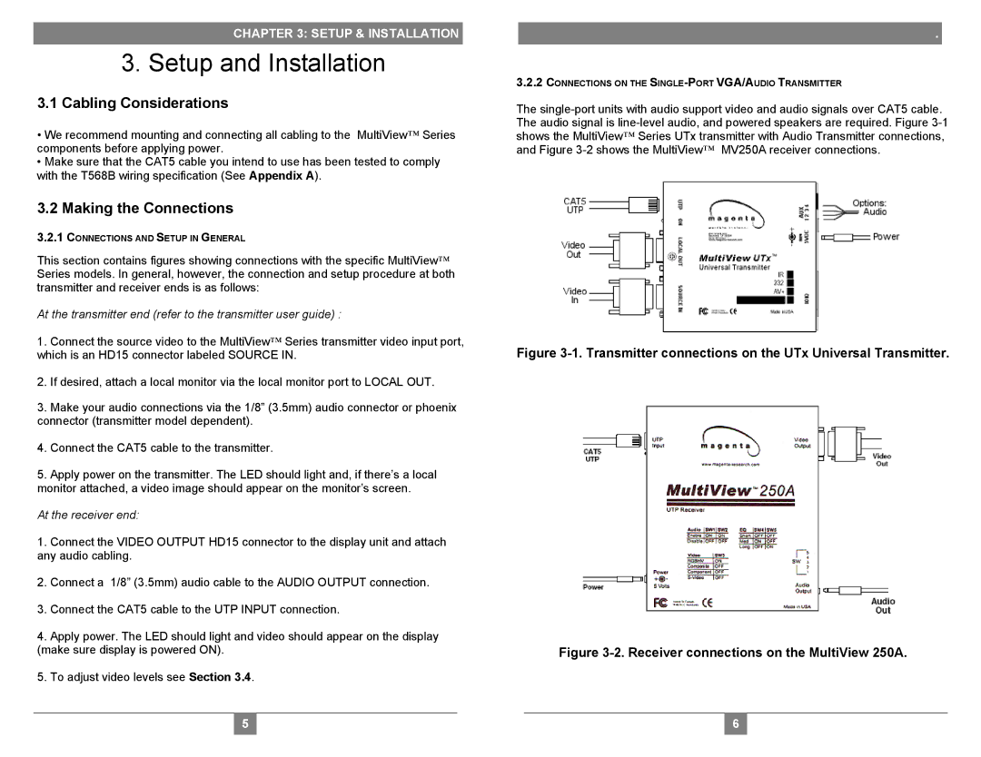 Magenta 250A setup guide Setup and Installation, Cabling Considerations, Making the Connections 