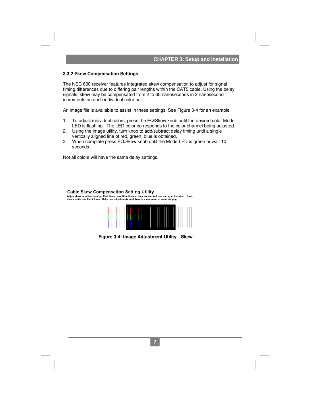 Magenta NEC 600 setup guide Skew Compensation Settings, Image Adjustment Utility-Skew 