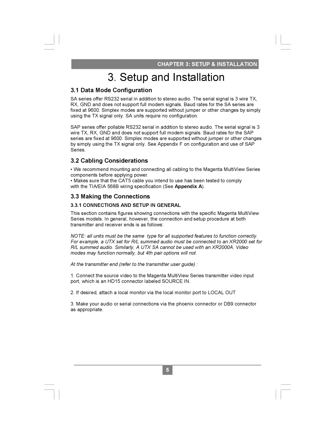 Magenta XR2000 setup guide Data Mode Configuration, Cabling Considerations, Making the Connections 