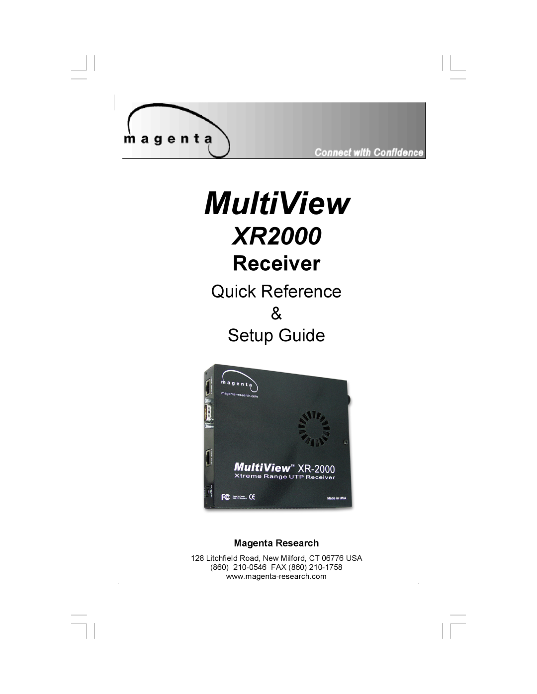 Magenta XR2000 setup guide Quick Reference & Setup Guide, Magenta Research, MultiView, Receiver 