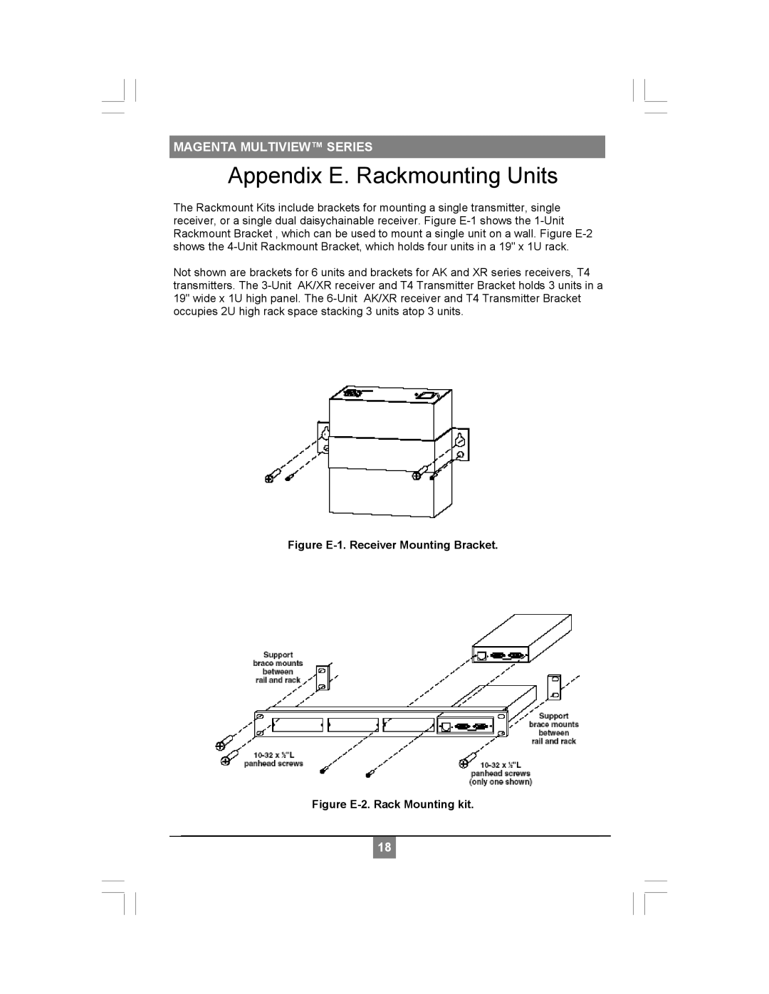 Magenta XR2000 setup guide Appendix E. Rackmounting Units, 1820, Magenta Multiview Series 