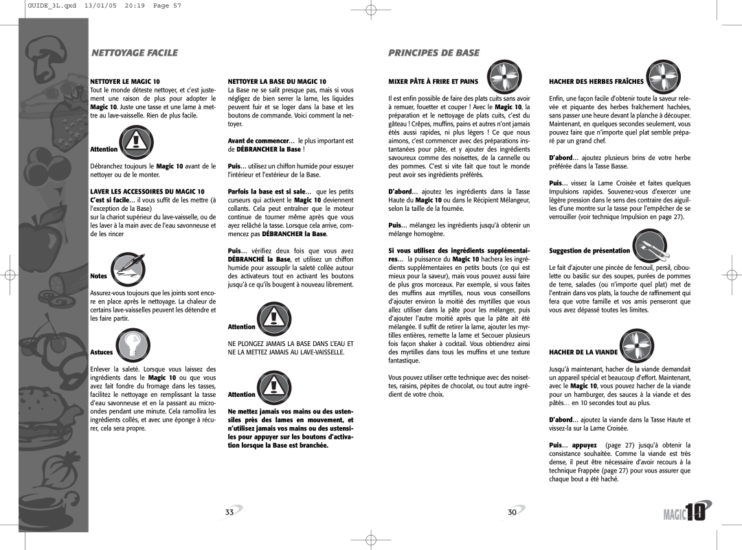 Magic Bullet Magic10 manual Nettoyage Facile, Principes De Base, Nettoyer Le Magic, Astuces, Nettoyer La Base Du Magic 