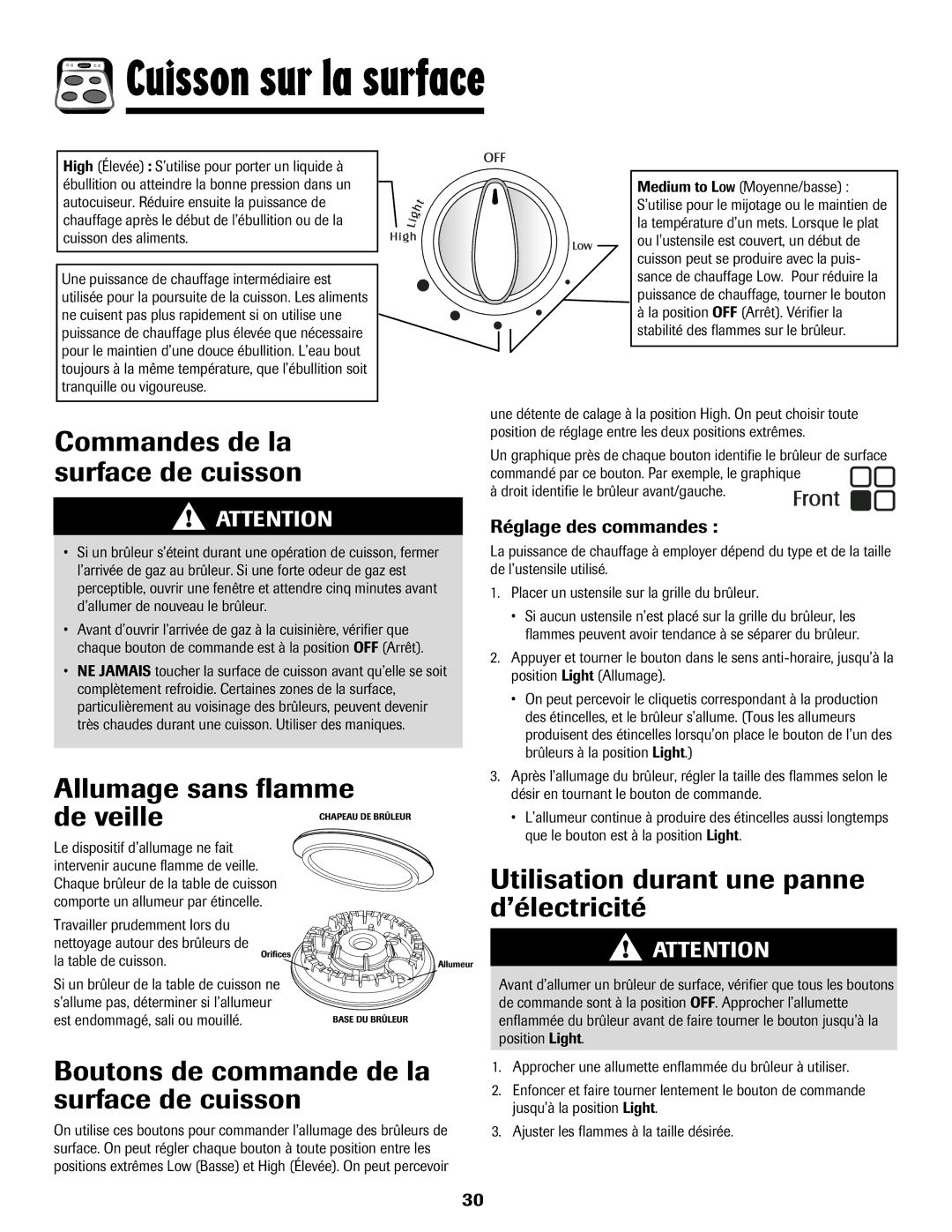 Magic Chef 500 important safety instructions Cuisson sur la surface 