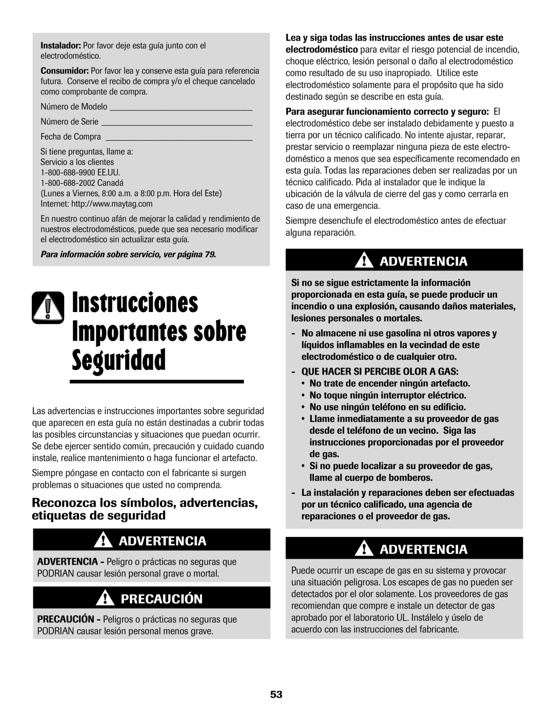 Magic Chef 500 important safety instructions Instrucciones, Seguridad, Canadá 