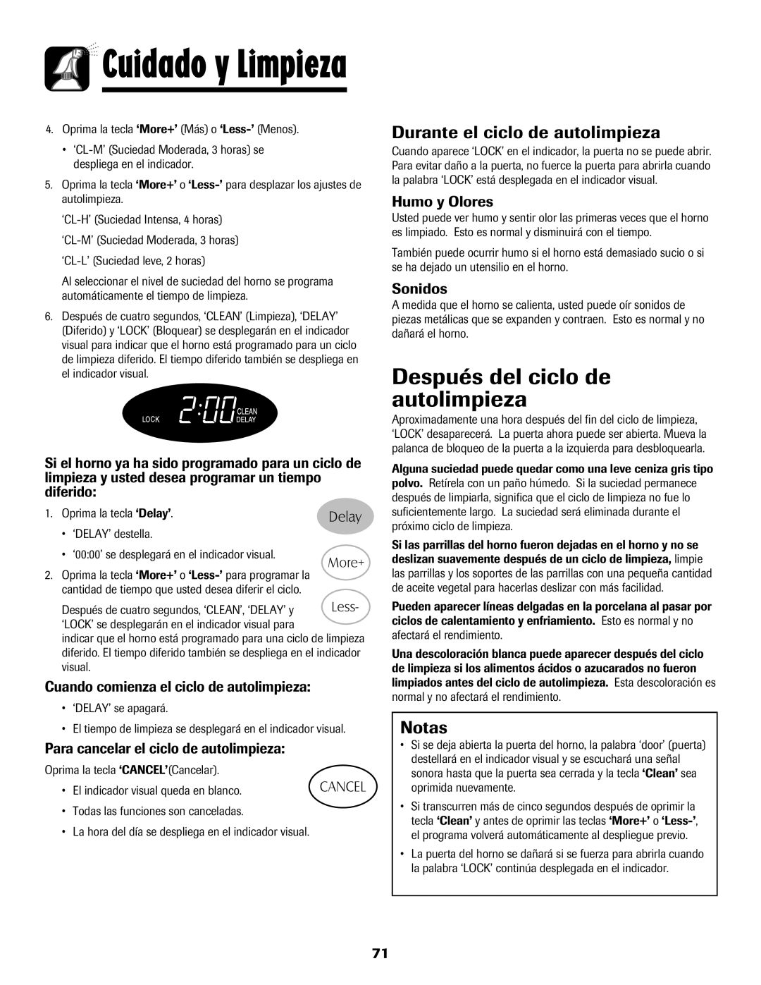 Magic Chef 500 important safety instructions Después del ciclo de autolimpieza, Durante el ciclo de autolimpieza 