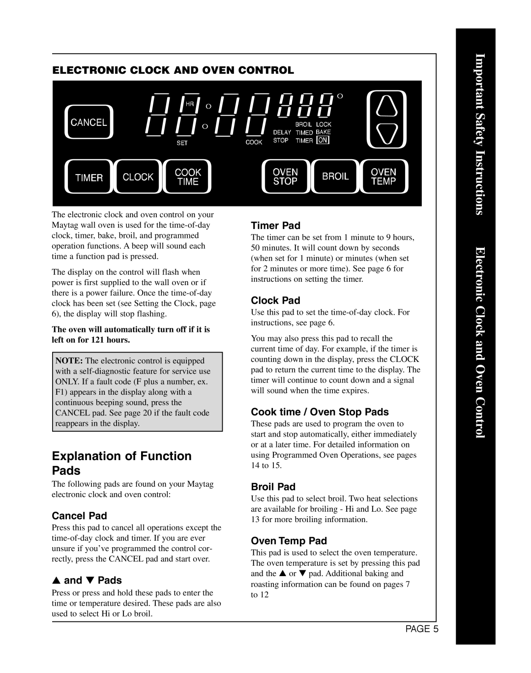 Magic Chef CWG3600AAB manual Electronic Clock and Oven Control 