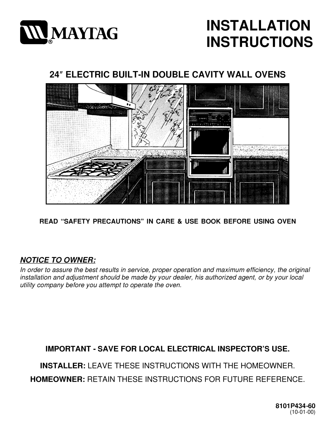 Magic Chef Electric Built-In Double Cavity Wall Oven installation instructions Installation Instructions 