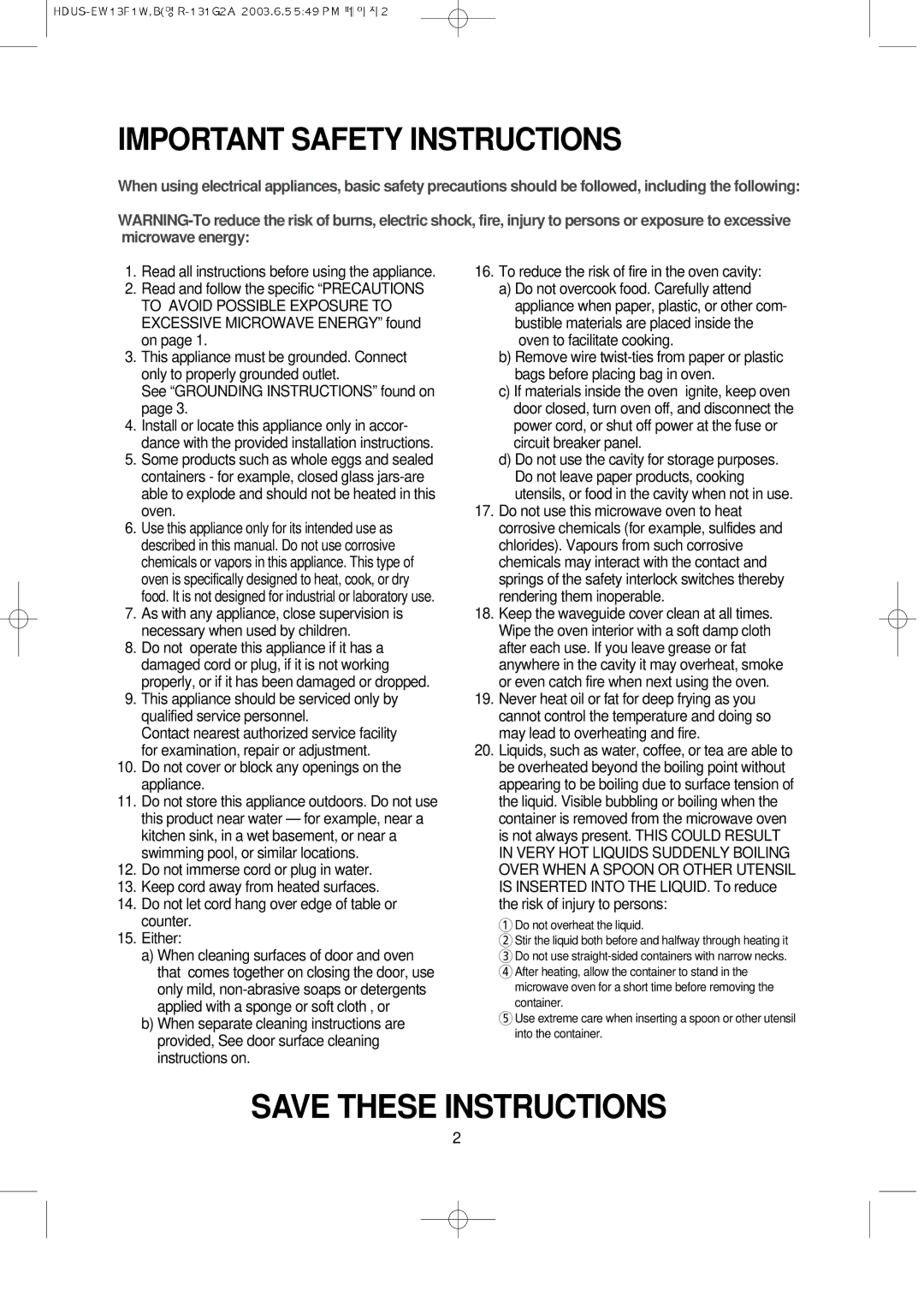 Magic Chef EW13F1B, EW13F1W instruction manual Important Safety Instructions, See Grounding Instructions found on 