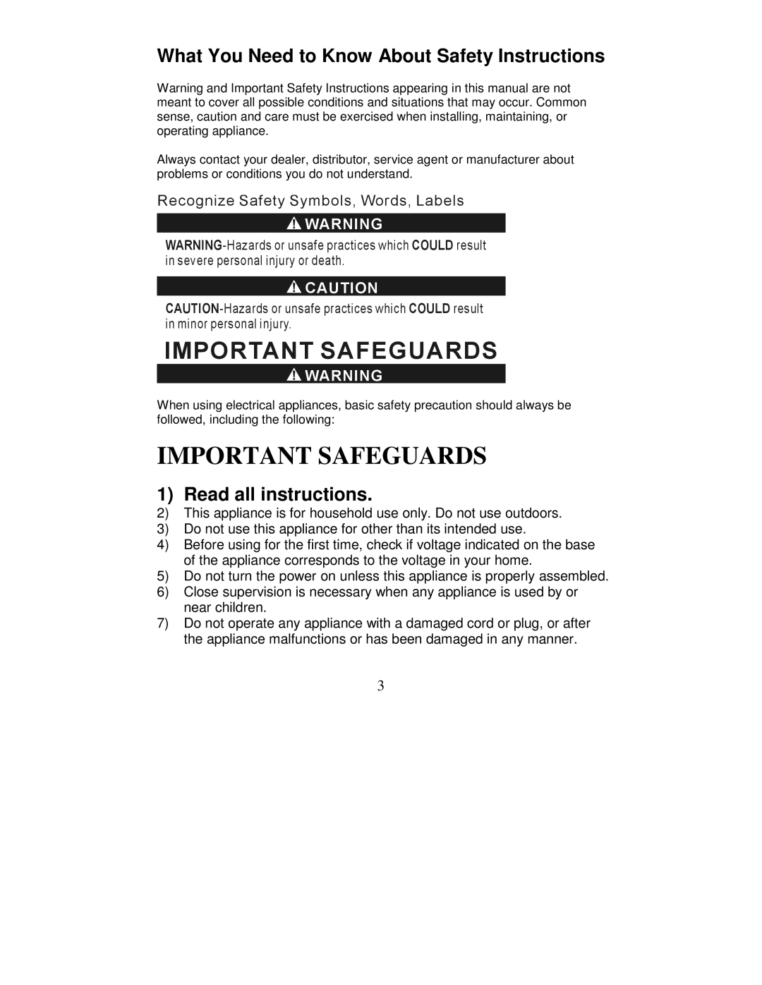 Magic Chef EWBL20SG operating instructions Important Safeguards 