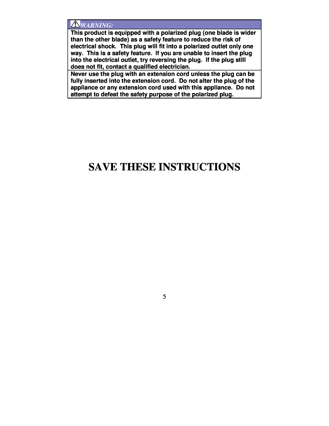 Magic Chef EWBL20SG operating instructions Save These Instructions 