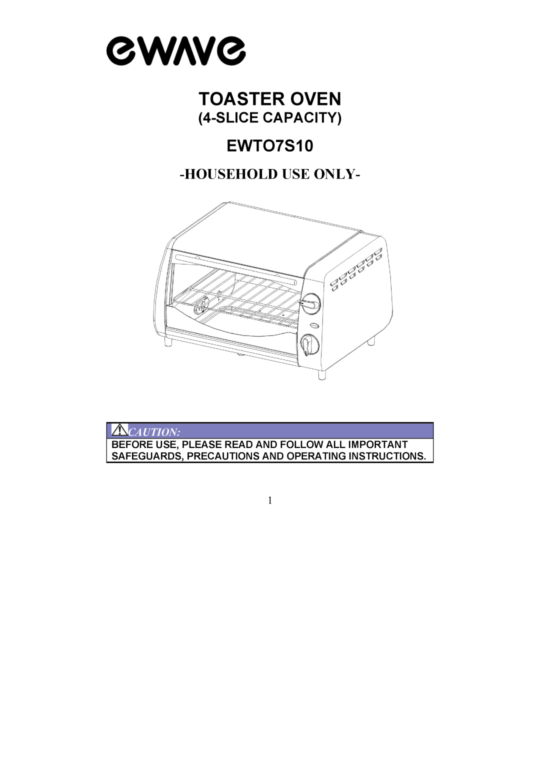 Magic Chef EWTO7S10 manual Toaster Oven 