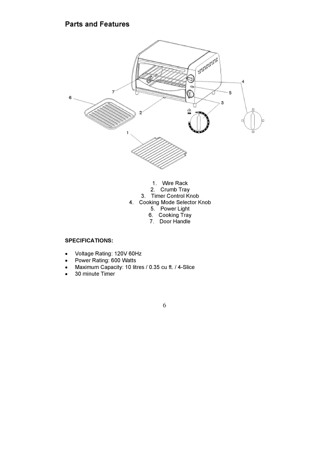 Magic Chef EWTO7S10 manual Specifications 