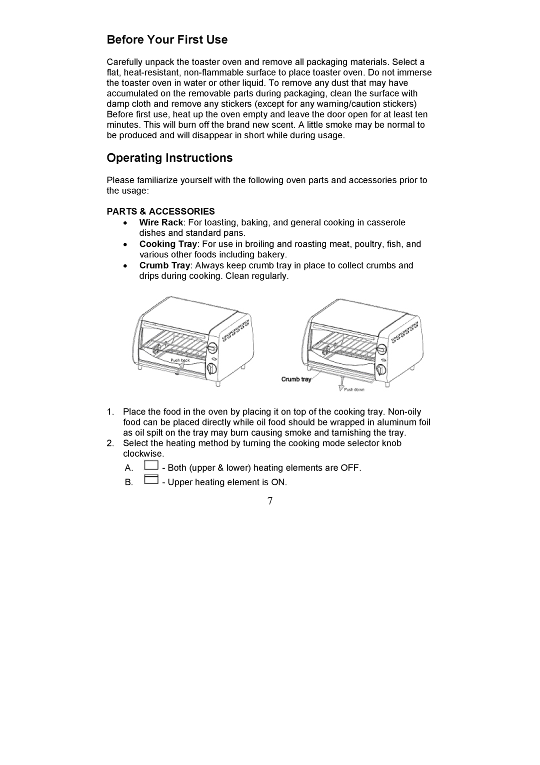 Magic Chef EWTO7S10 manual Before Your First Use 