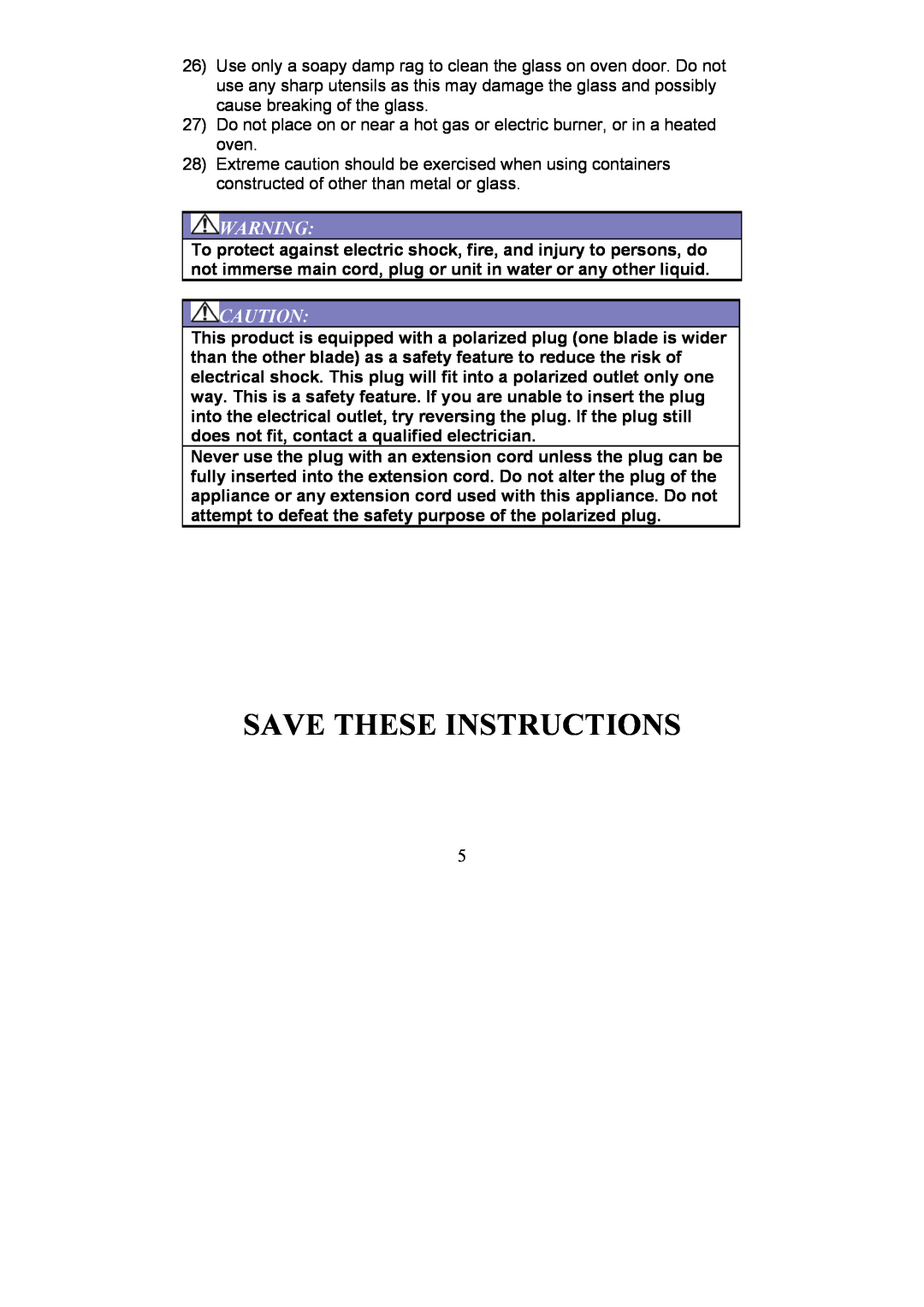 Magic Chef EWTO7S10 manual Save These Instructions 