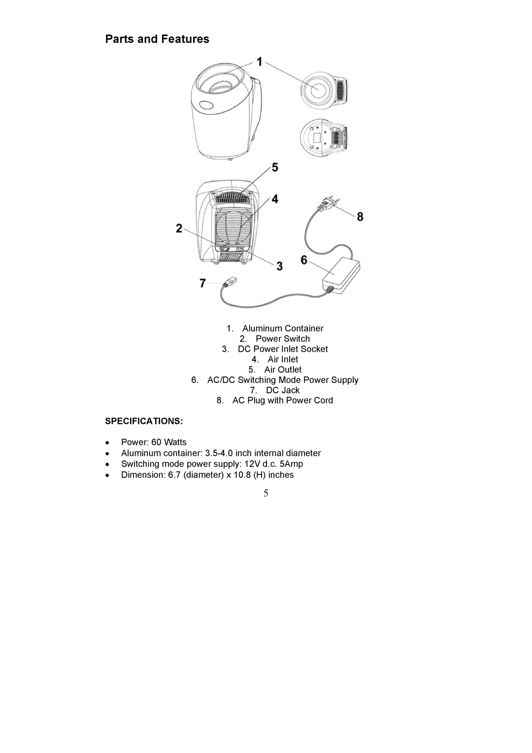 Magic Chef EWWC2SI manual Specifications 