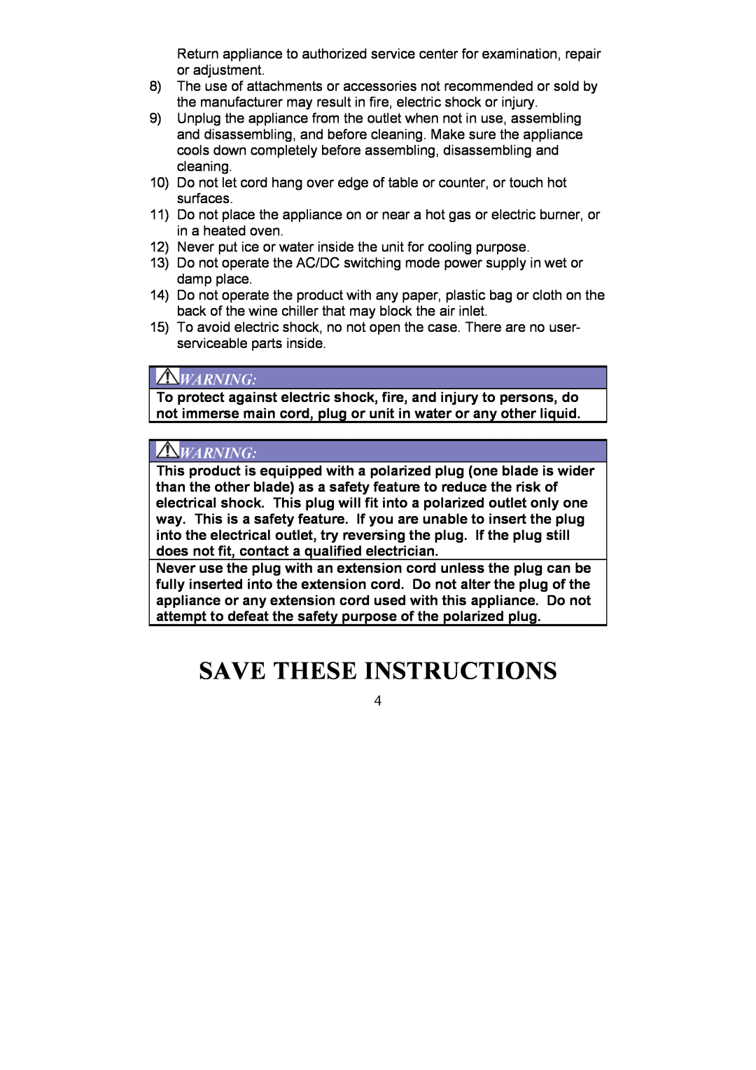 Magic Chef EWWC2SI manual Save These Instructions 
