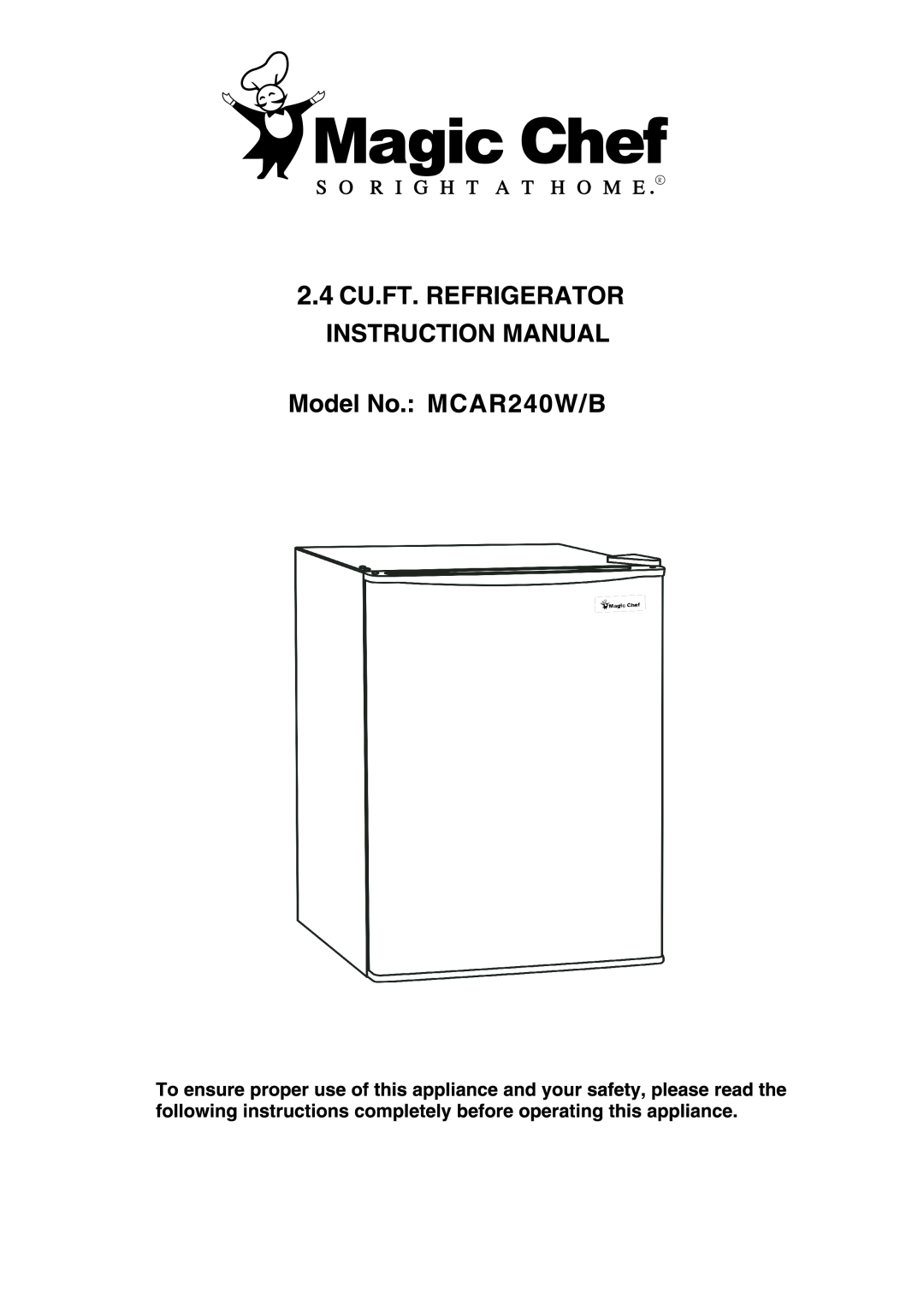 Magic Chef MCAR240B manual 