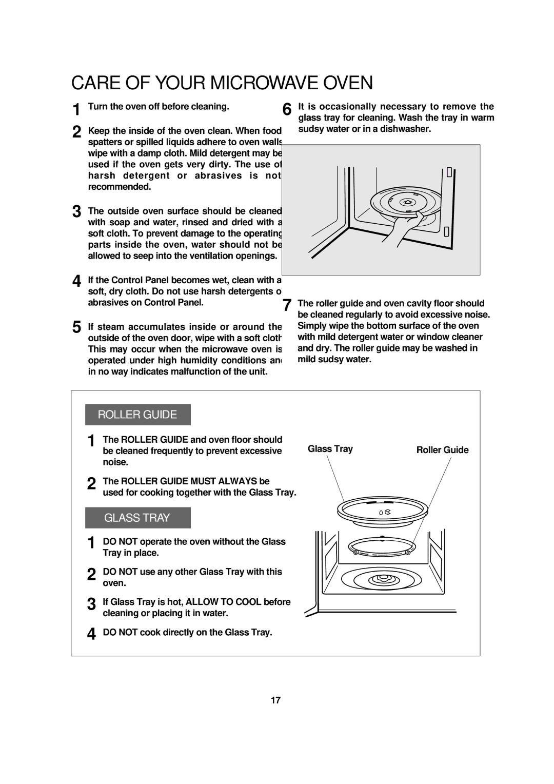 Magic Chef MCB1110B instruction manual Care of Your Microwave Oven, Roller Guide 