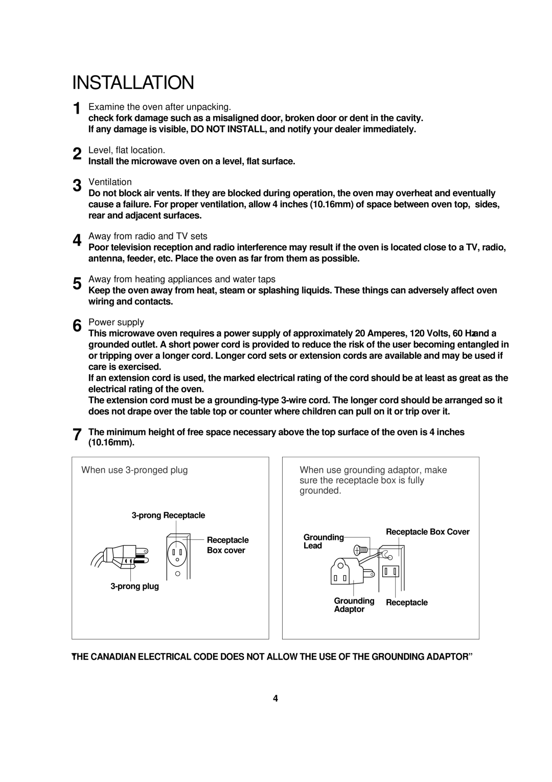 Magic Chef MCB1110B instruction manual Installation, Examine the oven after unpacking 