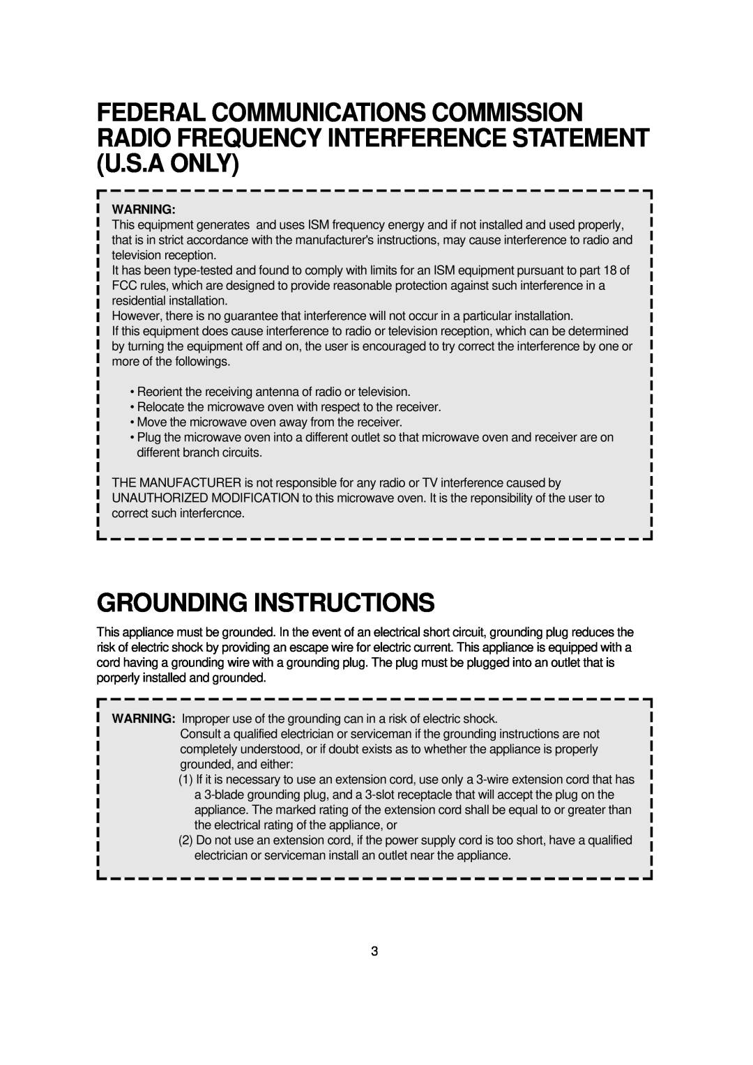 Magic Chef MCB1110B instruction manual Grounding Instructions 